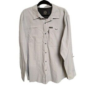 Wrangler ATG Shirt Men's XL Gray Roll Tab Sleeve Vented All-Terrain Hike to Fish